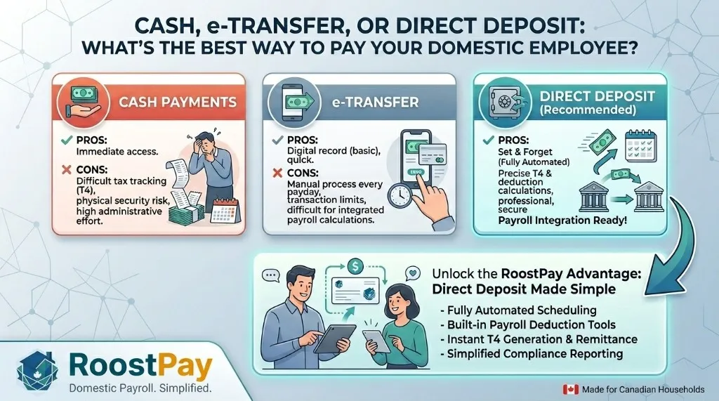 Cash, e-Transfer, or Direct Deposit: What's the Best Way to Pay Your Domestic Employee?