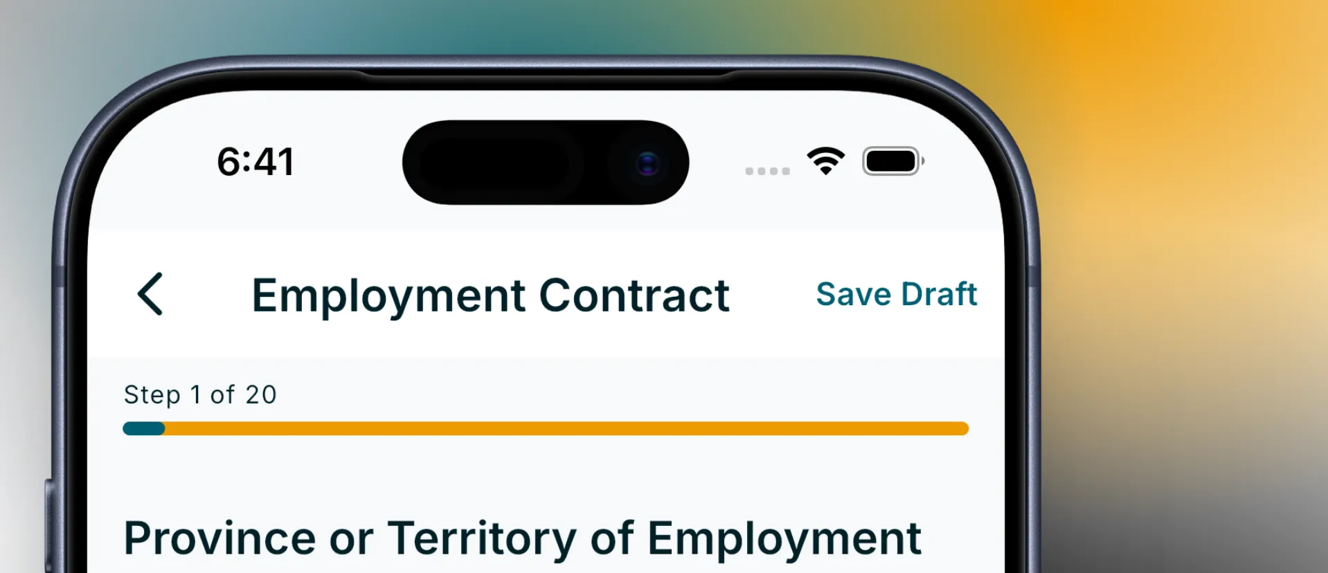 Employment contract generator in RoostPay showing salary and duty fields