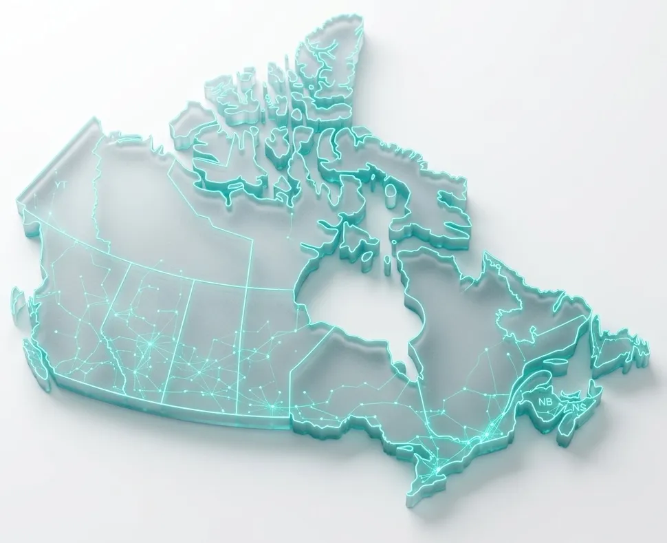 Stylized map of Canada with provincial compliance network